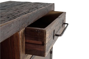 BUFET LIVING SUNDERLAND 180CM, REALIZAT DIN LEMN RECICLAT, CULOARE NEGRU RUGINIU, STIL VINTAGE, GINER Y COLOMER - Img 4