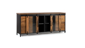 BUFET LIVING ZANZIBAR 190CM, REALIZAT DIN LEMN DE MANGO SI METAL, CULOARE NATUR/NEGRU, STIL INDUSTRIAL, GINER Y COLOMER - Img 3