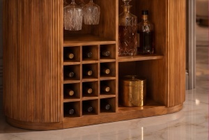 BUFET PENTRU STICLE, TRES CHIC 120CM, REALIZAT DIN LEMN NATURAL DE MANGO SI MARMURA, ARTIM GROUP - Img 8