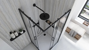 CABINA DE DUS REA CITY, CULISANTA, 90x90 CM, NEGRU, DIN STICLA, FARA CADITA, CALITATE SUPERIOARA - Img 5