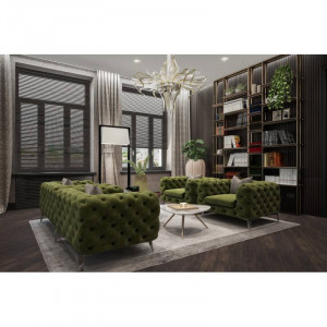 CANAPEA 2 LOCURI, CHESTERFIELD, DIN STOFA DE CALITATE, 185CM, CULOARE PERSONALIZATA - Img 5