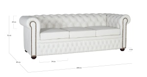 CANAPEA 3 LOCURI CHESTER BAMBOO 200CM, REALIZATA DIN PIELE NATURALA, CULOARE ALBA, GINER Y COLOMER - Img 5
