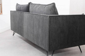 CANAPEA, 3 LOCURI, GRI RETRO, TEXTIL STIL RAIAT SI LEMN, ARTIM GROUP SELECTION - Img 5
