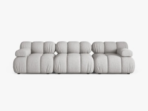 CANAPEA BELLIS, CU 3 LOCURI, GRI DESCHIS, CU TAPITERIE DIN TEXTIL STRUCTURAT LIBERTY, MICADONI