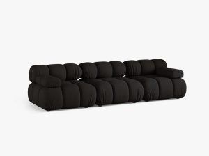 CANAPEA BELLIS, CU 3 LOCURI, NEGRU, CU TAPITERIE DIN TEXTIL STRUCTURAT LIBERTY, MICADONI - Img 2