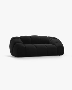 CANAPEA CU 2 LOCURI DIANA, NEGRU, 114X214 CM, TAPITAT CU TAPITERIE DIN TEXTIL CATIFEA SALVADOR, MICADONI - Img 2