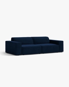 CANAPEA CU 3 LOCURI JODIE, 204X99 CM, ADANCIME SCAUN 62 CM, ALBASTRU ROYAL, TAPITAT CU TAPITERIE DIN TEXTIL CATIFEA BLUVEL, MICADONI - Img 2