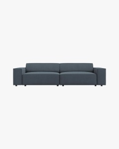 CANAPEA CU 3 LOCURI JODIE, 204X99 CM, ADANCIME SCAUN 62 CM, ALBASTRU, TAPITAT CU TAPITERIE DIN TEXTIL STRUCTURAT MEGAN, MICADONI
