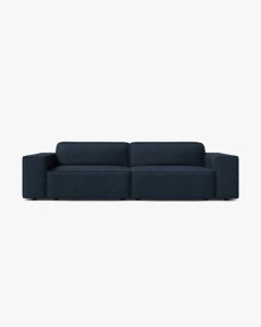 CANAPEA CU 3 LOCURI JODIE, 204X99 CM, ADANCIME SCAUN 62 CM, ALBASTRU INCHIS, TAPITAT CU TAPITERIE DIN TEXTIL BOUCLE BALOO, MICADONI