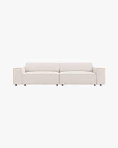 CANAPEA CU 3 LOCURI JODIE, 204X99 CM, ADANCIME SCAUN 62 CM, BEJ DESCHIS, TAPITAT CU TAPITERIE DIN TEXTIL STRUCTURAT MEGAN, MICADONI