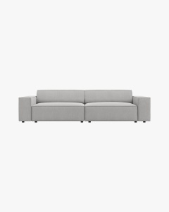 CANAPEA CU 3 LOCURI JODIE, 204X99 CM, ADANCIME SCAUN 62 CM, GRI DESCHIS, TAPITAT CU TAPITERIE DIN TEXTIL STRUCTURAT MEGAN, MICADONI