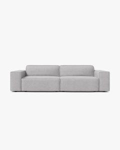 CANAPEA CU 3 LOCURI JODIE, 204X99 CM, ADANCIME SCAUN 62 CM, GRI DESCHIS, TAPITAT CU TAPITERIE DIN TEXTIL BOUCLE BALOO, MICADONI