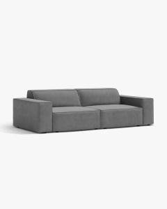 CANAPEA CU 3 LOCURI JODIE, 204X99 CM, ADANCIME SCAUN 62 CM, GRI DESCHIS, TAPITAT CU TAPITERIE DIN TEXTIL CATIFEA VENUS, MICADONI - Img 2