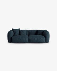 CANAPEA CU 3 LOCURI MARTINA, 120X184 CM, ADANCIME SCAUN 90 CM, BLUE JEANS, TAPITAT CU TAPITERIE DIN TEXTIL STRUCTURAT BOSTON, MICADONI
