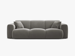 CANAPEA CU 3 LOCURI, MOLINO, 235 CM, GRI, CU TAPITERIE DIN TEXTIL CATIFEA VELVET CASINO, MICADONI