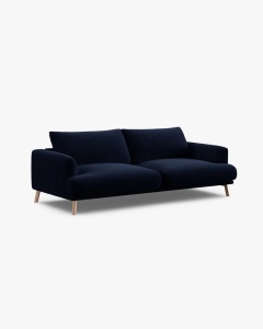 CANAPEA CU 3 LOCURI, NAOMI, ALBASTRU ROYAL, 200X95 CM, TAPITAT CU TAPITERIE DIN TEXTIL CATIFEA SALVADOR, MICADONI - Img 2