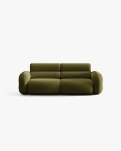 CANAPEA CU 3 LOCURI, NEO, VERDE MASLINIU INCHIS, 220X100 CM, TAPITAT CU TAPITERIE DIN TEXTIL BOUCLE BALOO, MICADONI