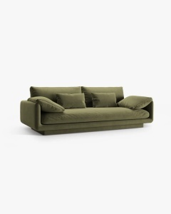 CANAPEA CU 3 LOCURI, TORINO, 220X103, VERDE DESCHIS, CU TAPITERIE DIN TEXTIL CATIFEA CASINO, MICADONI - Img 3