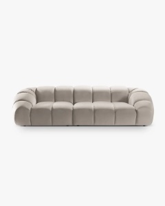 CANAPEA CU 4 LOCURI DIANA, BEJ, 294X114 CM, TAPITAT CU TAPITERIE DIN TEXTIL CATIFEA SALVADOR, MICADONI