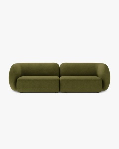 CANAPEA CU 4 LOCURI KATE, VERDE MASLINIU INCHIS, 243X99 CM, TAPITAT CU TAPITERIE DIN TEXTIL BOUCLE BALOO, MICADONI