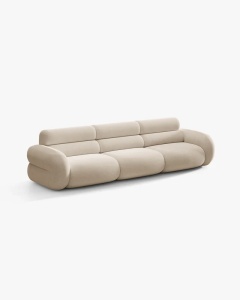CANAPEA CU 4 LOCURI, NEO, BEJ, 305X100 CM, TAPITAT CU TAPITERIE DIN TEXTIL BOUCLE BALOO, MICADONI - Img 2