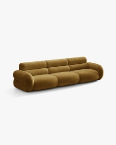 CANAPEA CU 4 LOCURI, NEO, GALBEN MUSTAR, 305X100 CM, TAPITAT CU TAPITERIE DIN TEXTIL CHENILLE GOLD, MICADONI - Img 2