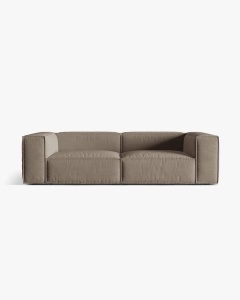 CANAPEA CU 4 LOCURI, NURIA GRI CALD, 250X110 CM, TAPITAT CU TAPITERIE DIN TEXTIL CATIFEA PARIS, MICADONI