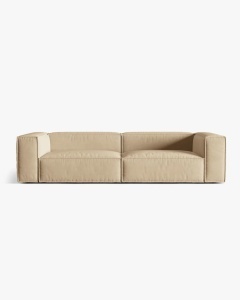 CANAPEA CU 5 LOCURI, NURIA NUD, 290X110 CM, TAPITAT CU TAPITERIE DIN TEXTIL CATIFEA PARIS, MICADONI