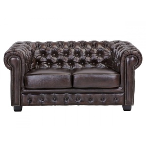 CANAPEA DE LUX CHESTERFIELD 155CM, 2 LOCURI, DIN PIELE NATURALA, CULOARE MARO, ARTIM SELECTION