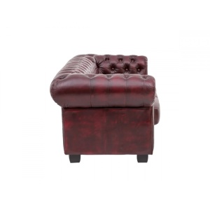 CANAPEA DE LUX CHESTERFIELD 200CM, 3 LOCURI, DIN PIELE NATURALA, CULOARE ROSIE, ARTIM SELECTION - Img 2