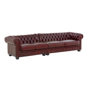 CANAPEA DE LUX CHESTERFIELD 310CM, 5 LOCURI, DIN PIELE NATURALA, CULOARE ROSU ANTICHIZAT, ARTIM SELECTION