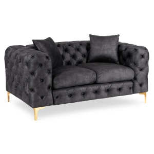 CANAPEA DEOSEBITA 2 LOCURI, ARTIM MEBLE, MATERIAL TEXTIL( CATIFEA) SI SUPORT METALIC, CULOARE NEAGRA/AURIU, STIL MODERN