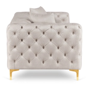 CANAPEA DEOSEBITA 2 LOCURI, ARTIM MEBLE, MATERIAL TEXTIL( CATIFEA) SI SUPORT METALIC, CULOARE CREM/AURIU, STIL MODERN - Img 3