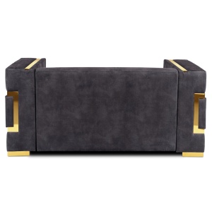 CANAPEA DEOSEBITA 2 LOCURI, ARTIM MEBLE, MATERIAL TEXTIL( CATIFEA) SI SUPORT METALIC, CULOARE NEGRU/AURIU, STIL MODERN - Img 3