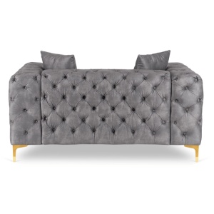 CANAPEA DEOSEBITA 2 LOCURI, ARTIM MEBLE, MATERIAL TEXTIL( CATIFEA) SI SUPORT METALIC, CULOARE GRI/AURIU, STIL MODERN - Img 5