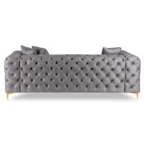 CANAPEA DEOSEBITA 3 LOCURI, ARTIM MEBLE, MATERIAL TEXTIL( CATIFEA) SI SUPORT METALIC, CULOARE GRI/AURIU, STIL MODERN - Img 4