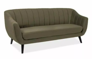 CANAPEA ELITE 3, OLIVE BLUVEL 77/WENGE, TAPITERIE DIN CATIFEA SI PICIOARE DIN LEMN