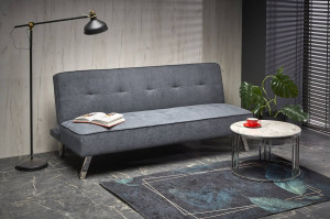 CANAPEA EXTENSIBILA CARLITO, GRI/CROM, TAPITERIE DIN STOFA SI PICIOARE DIN METAL, STIL MODERN - Img 1