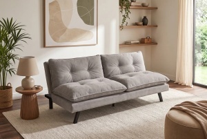 CANAPEA EXTENSIBILA COCO 190CM, 3 LOCURI, REALIZATA DIN LEMN SI CATIFEA, DE CULOARE BEJ, ARTIM GROUP - Img 2