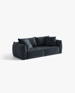 CANAPEA EXTENSIBILA CU 3 LOCURI, BLOOM, 250 CM, ALBASTRU MARIN, CU TAPITERIE DIN TEXTIL STRUCTURAT WIND, MICADONI - Img 2