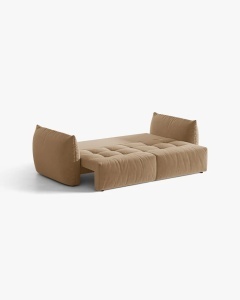 CANAPEA EXTENSIBILA CU 3 LOCURI, BLOOM, 250 CM, BEJ MIGDALA, CU TAPITERIE DIN TEXTIL CATIFEA CASINO, MICADONI - Img 4