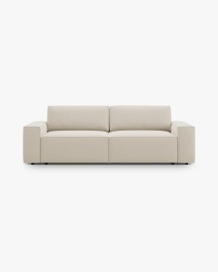 CANAPEA EXTENSIBILA CU 3 LOCURI, JODIE, 107X472 CM, ADANCIME SCAUN 62 CM, BEJ INCHIS, TAPITAT CU TAPITERIE DIN TEXTIL CATIFEA BLUVEL, MICADONI