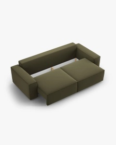 CANAPEA EXTENSIBILA CU 3 LOCURI, JODIE, 107X472 CM, ADANCIME SCAUN 62 CM, VERDE, TAPITAT CU TAPITERIE DIN TEXTIL CATIFEA BLUVEL, MICADONI - Img 5