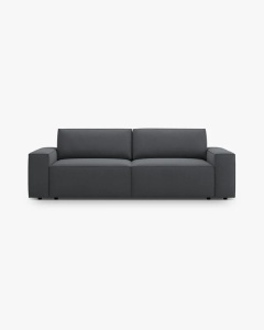 CANAPEA EXTENSIBILA CU 3 LOCURI, JODIE, 107X472 CM, ADANCIME SCAUN 62 CM, GRI INCHIS, TAPITAT CU TAPITERIE DIN TEXTIL STRUCTURAT MEGAN, MICADONI
