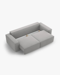 CANAPEA EXTENSIBILA CU 3 LOCURI, JODIE, 107X472 CM, ADANCIME SCAUN 62 CM, GRI DESCHIS, TAPITAT CU TAPITERIE DIN TEXTIL STRUCTURAT MEGAN, MICADONI - Img 5