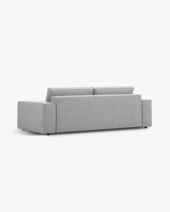 CANAPEA EXTENSIBILA CU 3 LOCURI, JODIE, 107X472 CM, ADANCIME SCAUN 62 CM, GRI DESCHIS, TAPITAT CU TAPITERIE DIN TEXTIL BOUCLE BALOO, MICADONI - Img 4