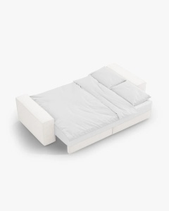 CANAPEA EXTENSIBILA CU 3 LOCURI, JODIE, 107X472 CM, ADANCIME SCAUN 62 CM, ALB, TAPITAT CU TAPITERIE DIN TEXTIL BOUCLE BALOO, MICADONI - Img 2