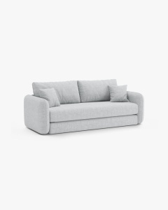 CANAPEA EXTENSIBILA DORMI, GRI DESCHIS, 225X94 CM, TAPITAT CU TAPITERIE DIN TEXTIL STRUCTURAT MOLYBDEN, MICADONI - Img 3
