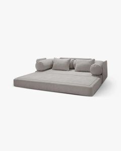 CANAPEA EXTENSIBILA DREAMY, CU 3 LOCURI, GRI DESCHIS, 206X95 CM, TAPITAT CU TAPITERIE DIN TEXTIL STRUCTURAT LIBERTY, MICADONI - Img 2