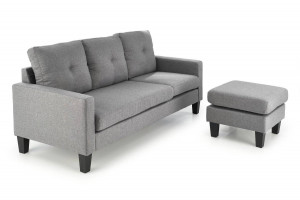 CANAPEA EXTENSIBILA GERSON, CU SUPORT PENTRU PICIOARE, GRI/NEGRU, TAPITERIE DIN STOFA SI POLIPROPILENA, STIL MODERN - Img 1